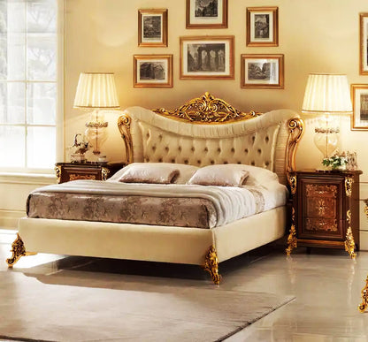 Luxury Modern Italian Design Upholstery Hand Carving Bed