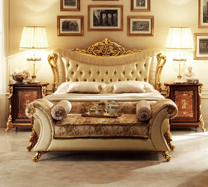 Luxury Modern Italian Design Upholstery Hand Carving Bed