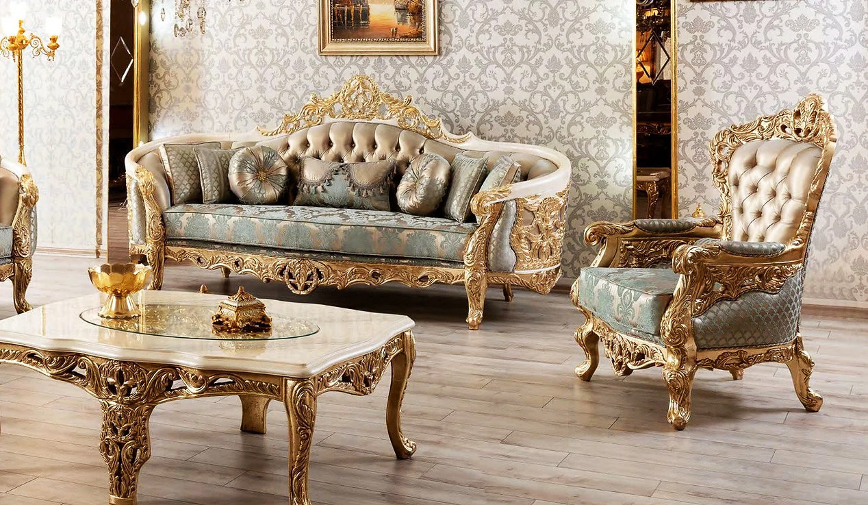 Luxury Antique Design Solid Teak Wood Carving Sofa Set