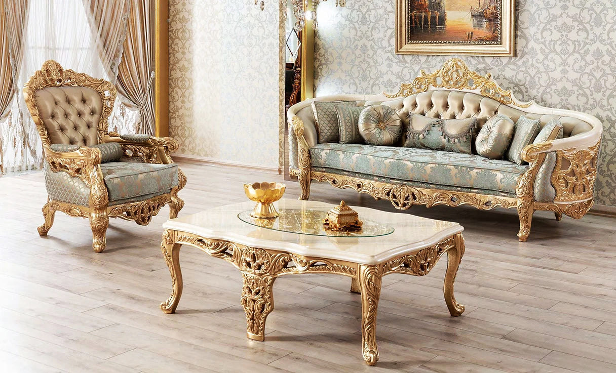 Luxury Antique Design Solid Teak Wood Carving Sofa Set