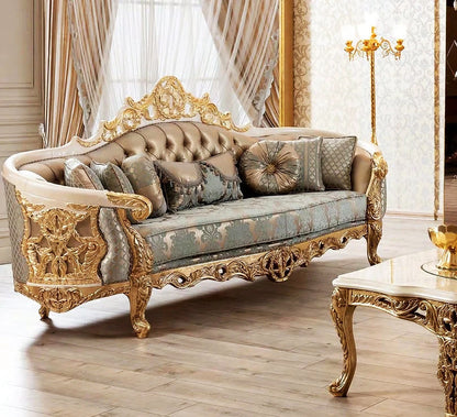 Luxury Antique Design Solid Teak Wood Carving Sofa Set