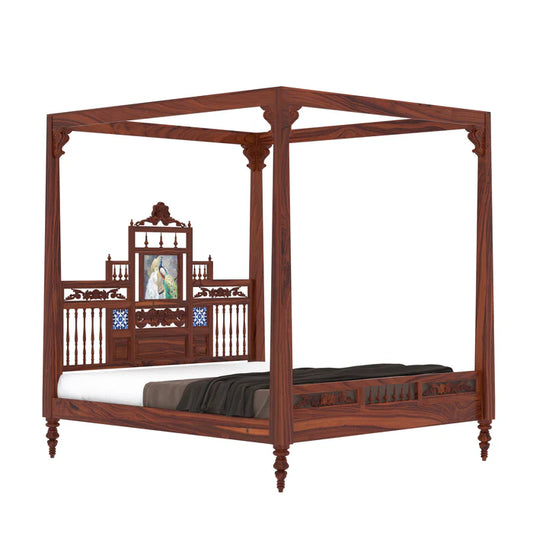 Classic Large Montage Finished Handmade Wooden Bed for Home