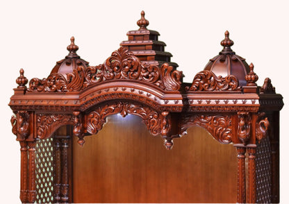 Large Designer Wooden Temple with Double Drawer | Wooden Pooja Mandir