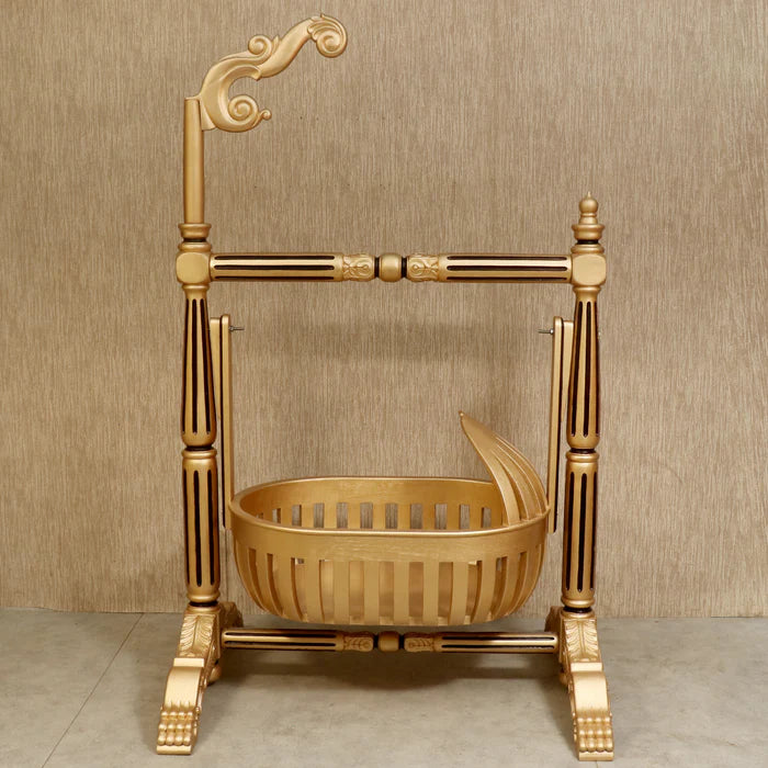 Golden Finshed Dawn Teak Wooden Handmade Cradle