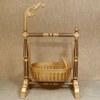 Golden Finshed Dawn Teak Wooden Handmade Cradle