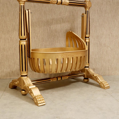 Golden Finshed Dawn Teak Wooden Handmade Cradle