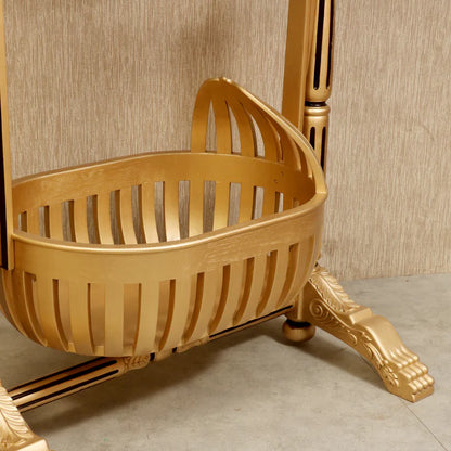 Golden Finshed Dawn Teak Wooden Handmade Cradle