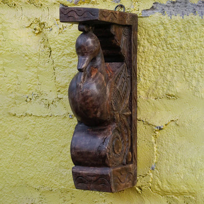 Antique Dark Decent Duck Wooden Handmade Door Bracket