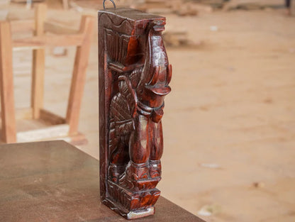 Solid teak elephant dance 1ft height Door bracket - Teak wood