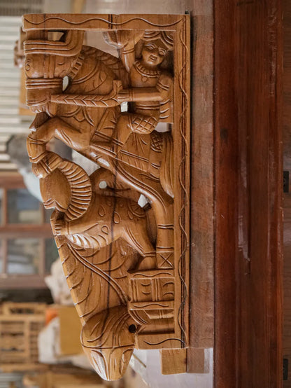 Wooden Horse and Yali 1 feet Depiction Door Bracket Door