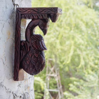 Solid teak dark mohagany stain peacock door bracket - Teak wood