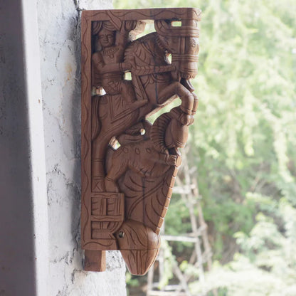 Wooden Horse and Yali 1 feet Depiction Door Bracket Door