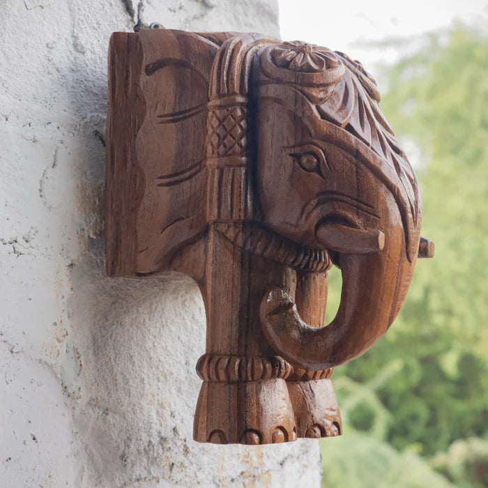 eautiful Elephant Head Handmade Wooden Door Bracket