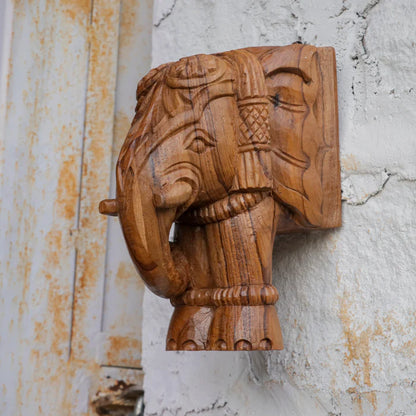 eautiful Elephant Head Handmade Wooden Door Bracket