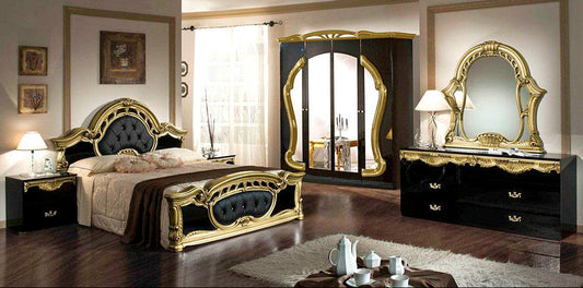 Indore Vintage Black Gold Bed Set