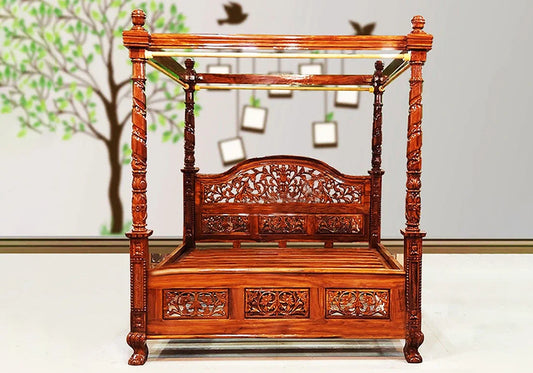 Antique Poster Bed with Honey Teak Wood