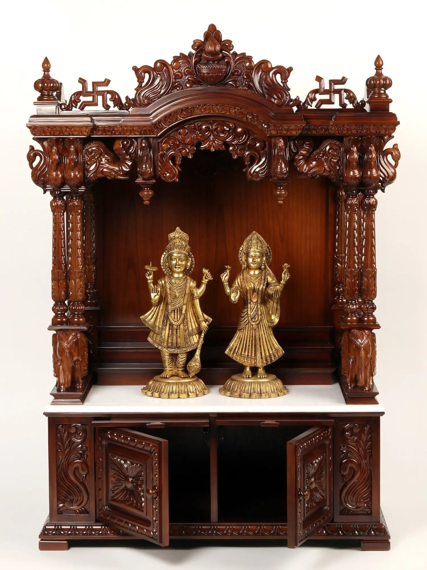 Large Wooden Carved Designer Pooja Temple