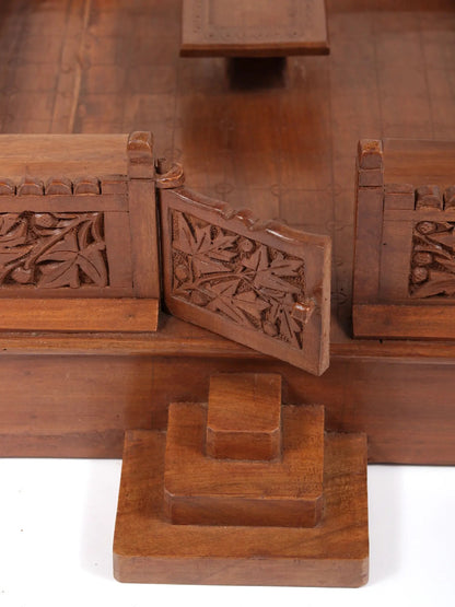 Walnut Wood Carved Designer Temple | From Kashmir