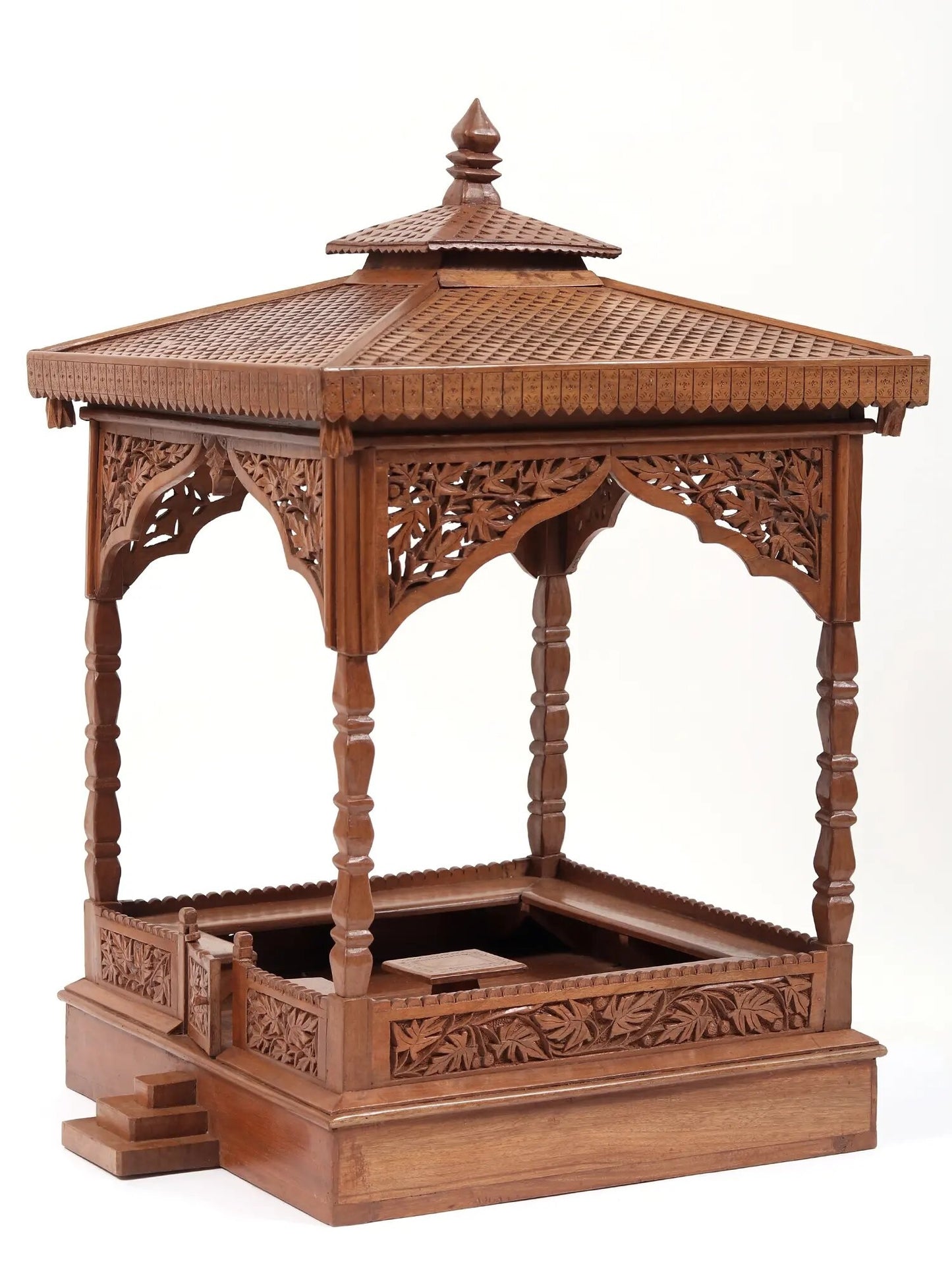 Walnut Wood Carved Designer Temple | From Kashmir