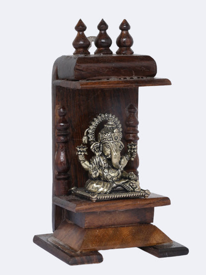 Small Superfine Lord Ganesha Temple | Brass Statue with Wooden Temple | Wall Hanging