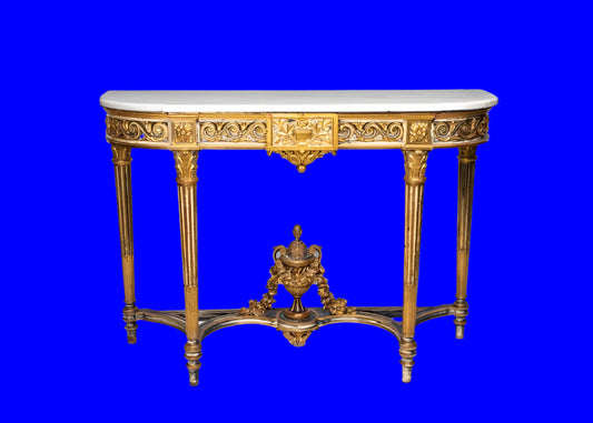 French Patinated Surat Golden Console Table  Con15