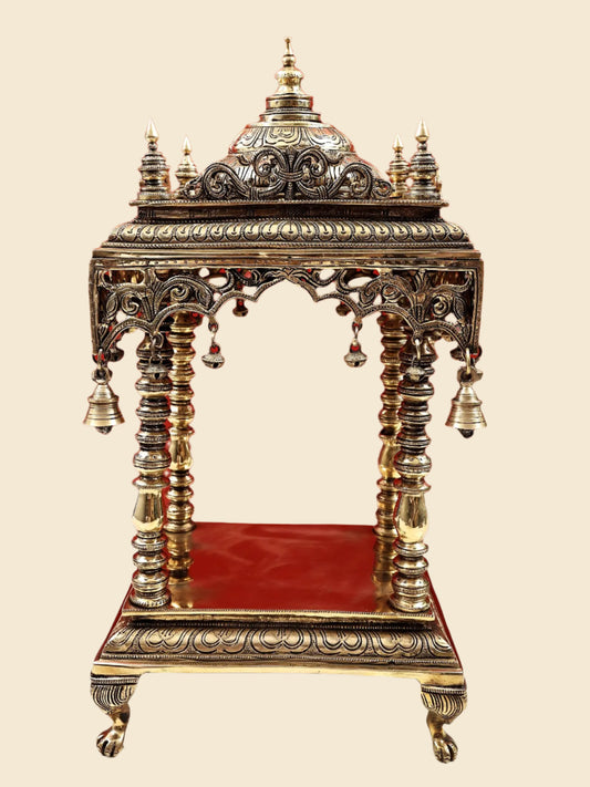 Brass Temple with Bells and Ghungroo | Handmade