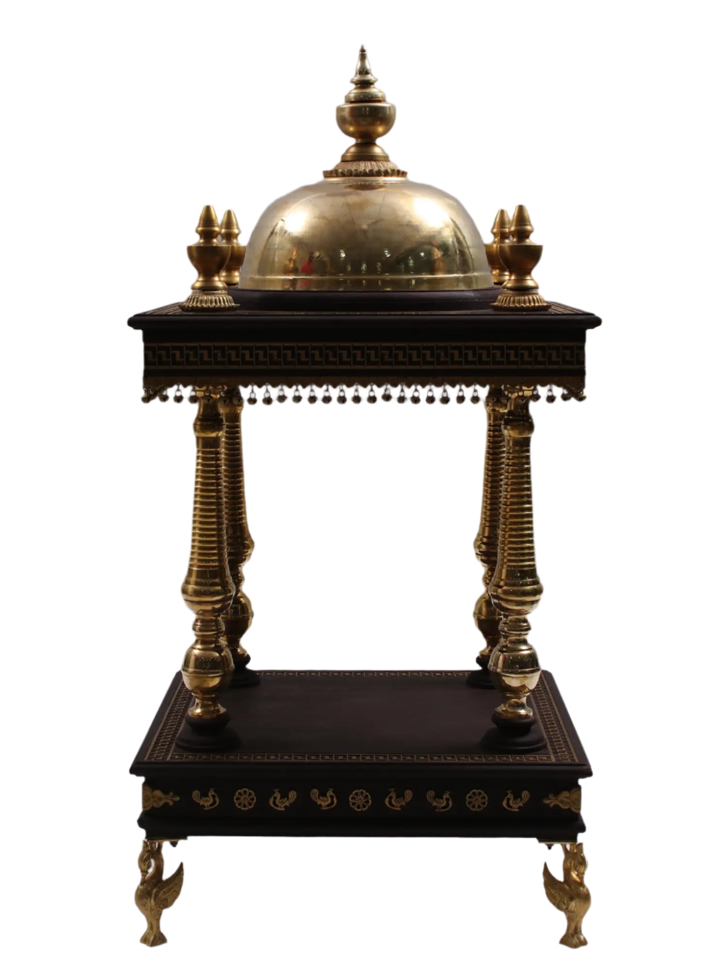 Large Wood and Brass Designer Temple with Drawer