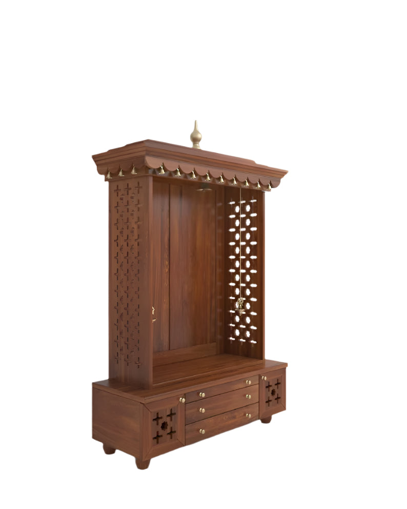 Handcrafted wooden standing pooja temple