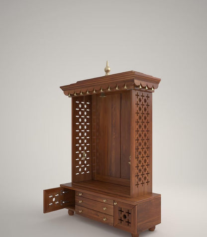 Handcrafted wooden standing pooja temple