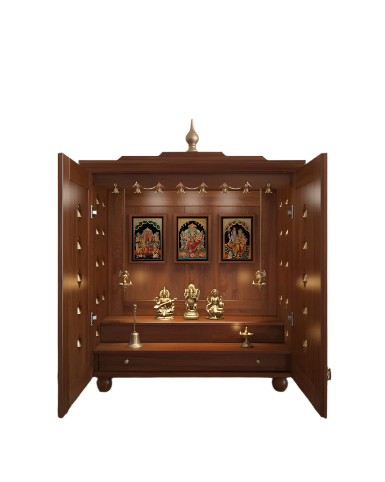 Handcrafted solid wood 2-step puja temple