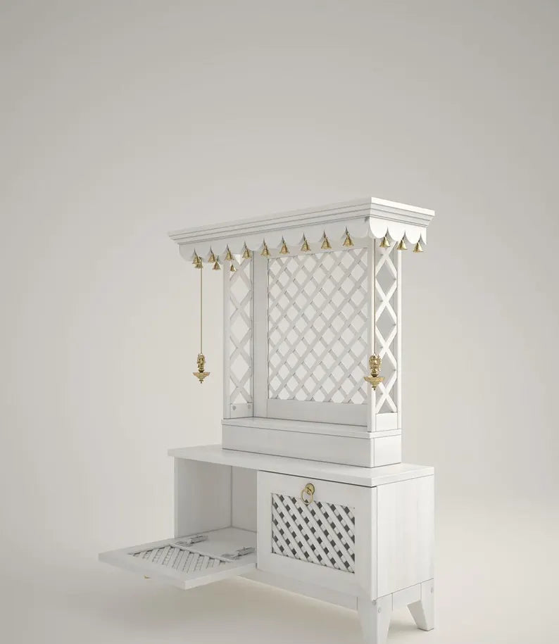 Puja mandir for home with storage unit