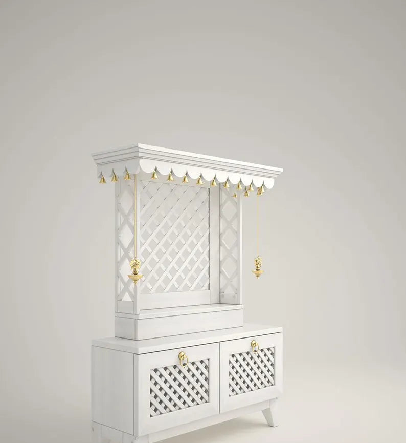 Puja mandir for home with storage unit