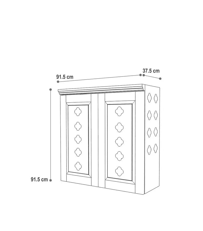 Handmade solid wood puja mandir with pullout tray and drawe