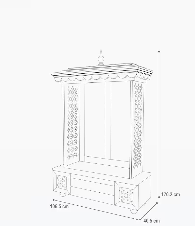 Handcrafted wooden standing pooja temple