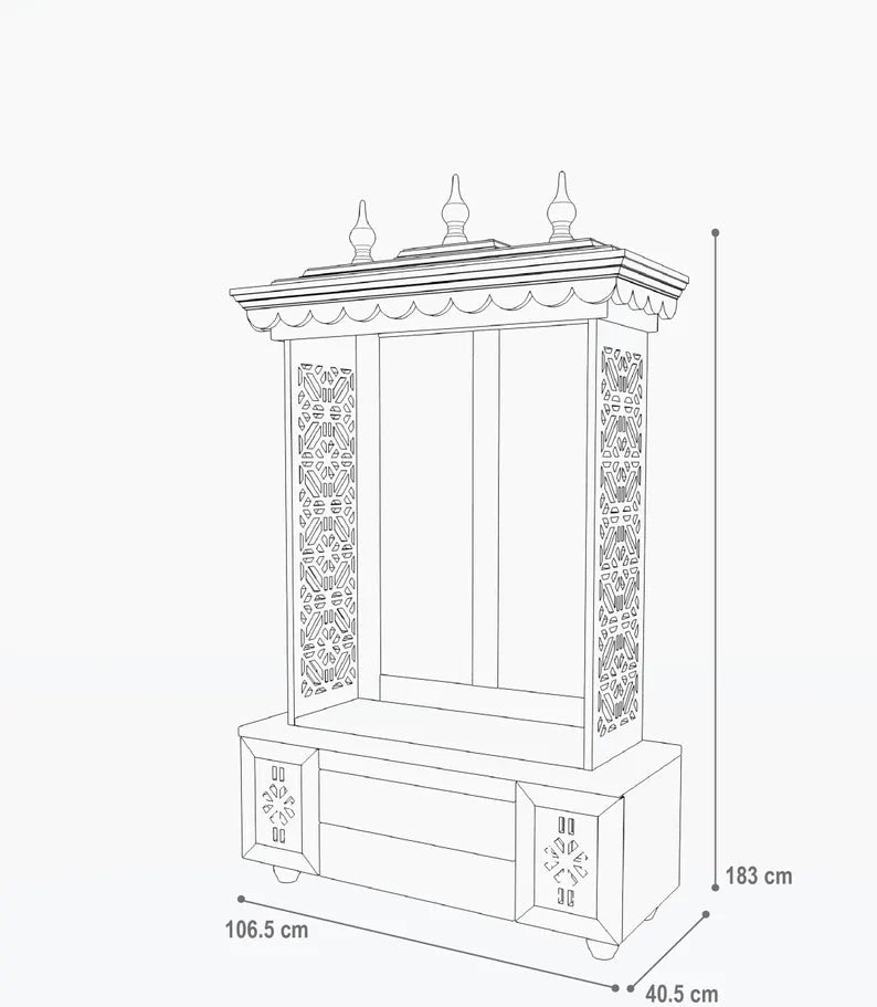 Handcrafted wooden standing pooja temple