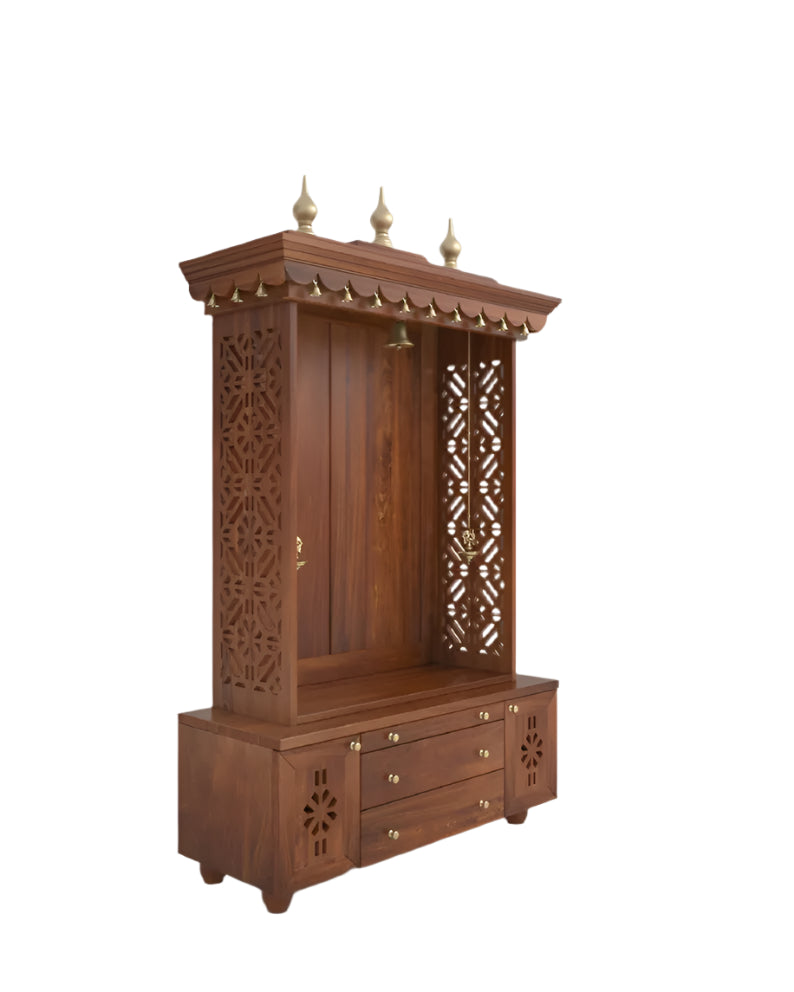 Handcrafted wooden standing pooja temple