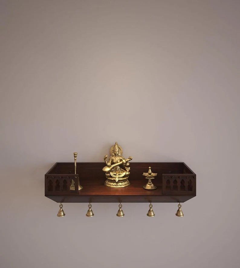 Wooden puja mandir for home in premium