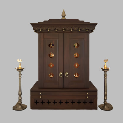 Traditional Free Standing Puja Mandir for Home Big in Solid Wood