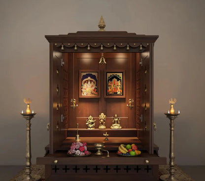 Traditional Free Standing Puja Mandir for Home Big in Solid Wood