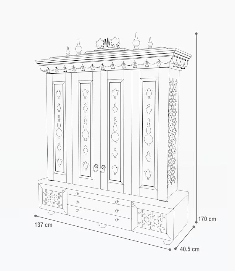 Beautifully Crafted stunning Free-Standing Puja Temple