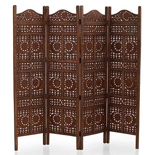 Wood Room Divider Partitions for Living Room 4 Panels - Room Separators Screen Panels Wooden Partition Room Dividers for Home & Kitchen Office