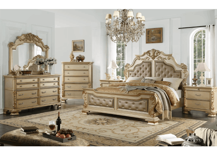 Premium Classic Golden Goa Bedroom Set