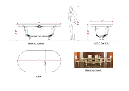 Curves & Carvings White and Gold Victorian Dining Table Set